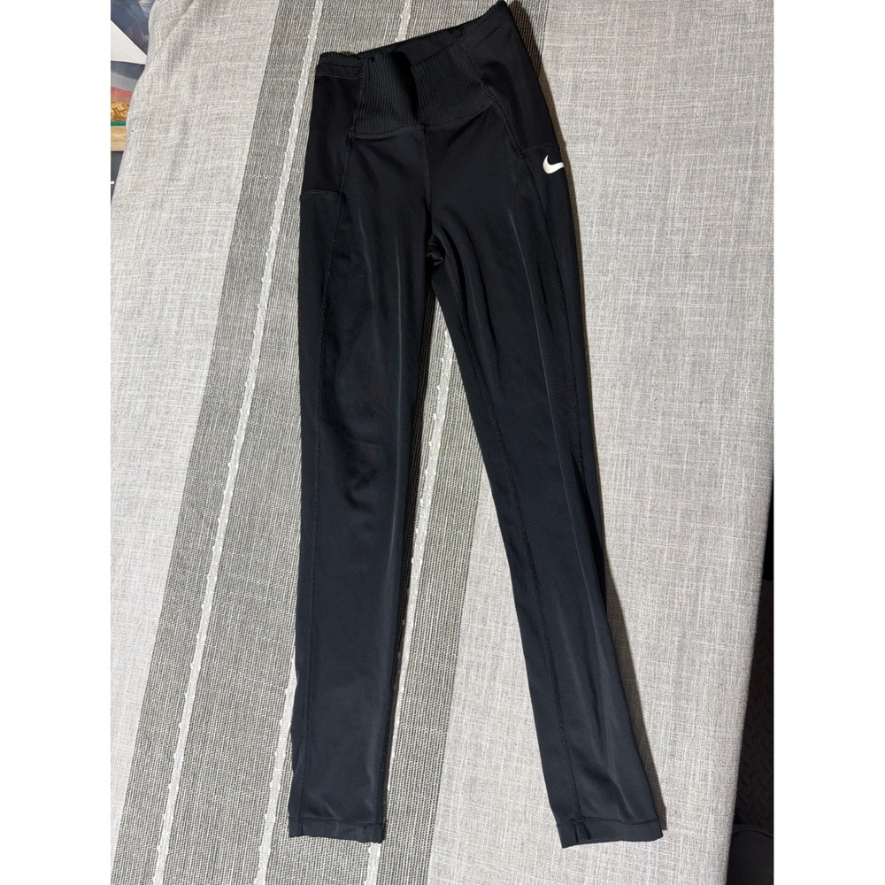 Nike Womens Black High‎ Waisted Active Leggings Swoosh Logo Athletic Pants Small